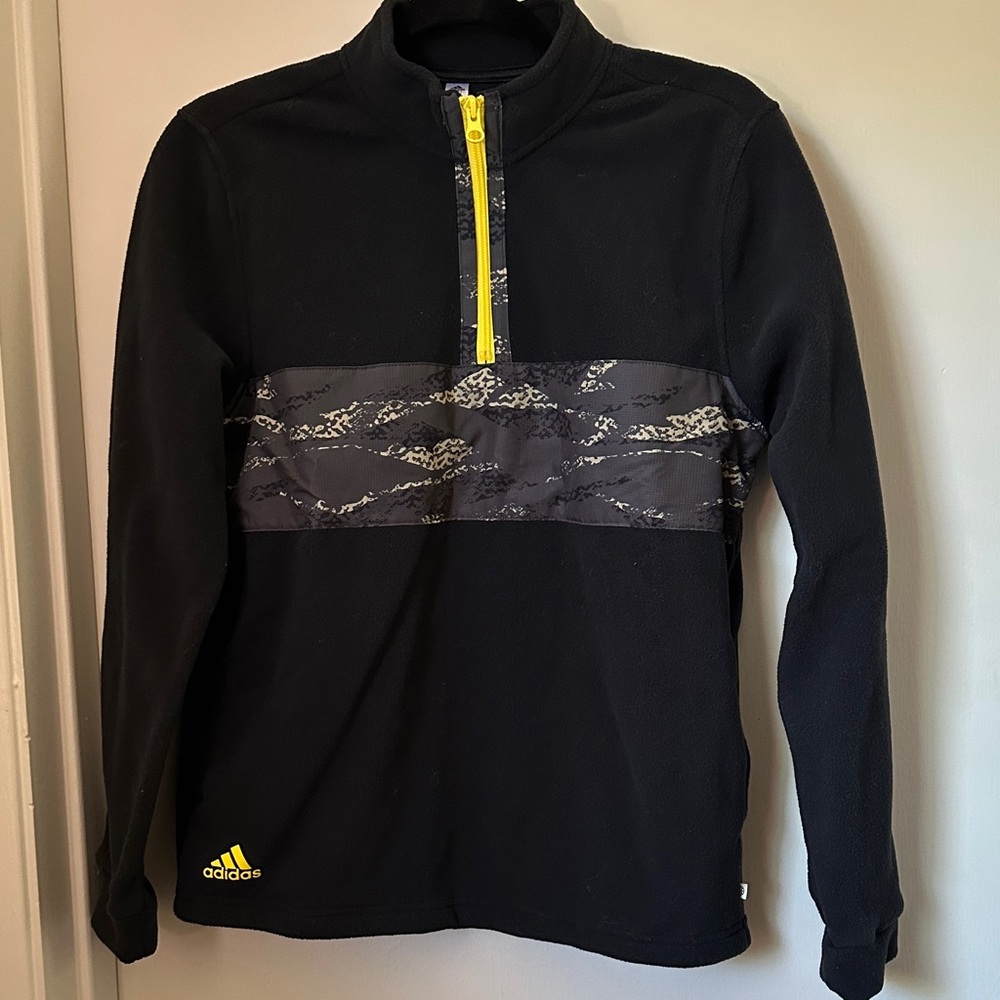 Adidas kids Black and Yellow Quarter-Zip fleece sweater
